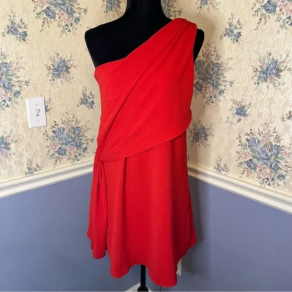 Gilli One Shoulder Classic Red Dress, Size S, NWT - Picture 1 of 10